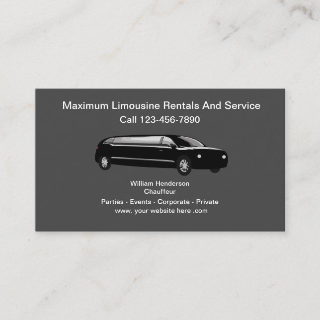 Carte De Visite Service Chauffeur Limousine Classique (Devant)