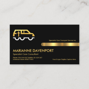 Carte De Visite Service commémoratif de ligne de bande d'or noir 
