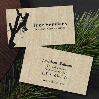 Carte De Visite Service d'ajustement de l'arbre professionnel Wood