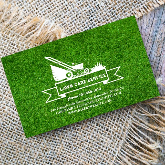 Carte De Visite Service d'aménagement paysager de la pelouse Vert  (Créateur téléchargé)
