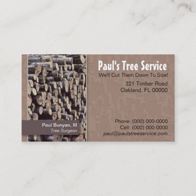Carte De Visite Service d'arbre/carte de visite de bois de (Devant)