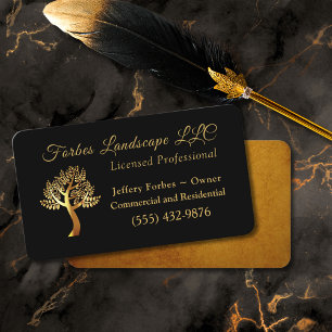 Carte De Visite Service d'Arbre-Jardin de Luxe Gold Tree