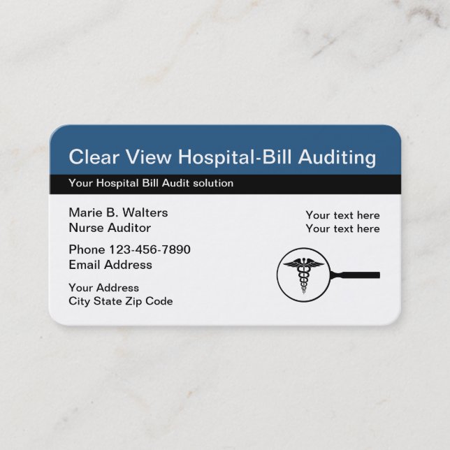 Carte De Visite Service d'audit de facturation Médicale (Devant)