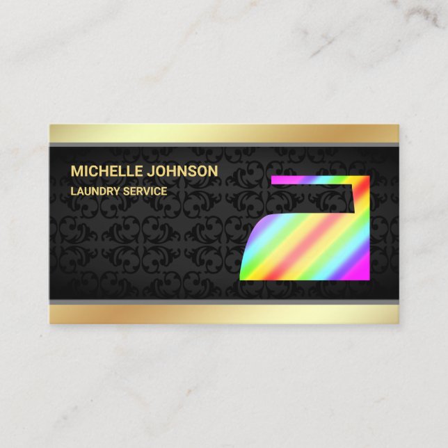 Carte De Visite Service De Blanchisserie En Fer Arc-En-Ciel Gold (Devant)