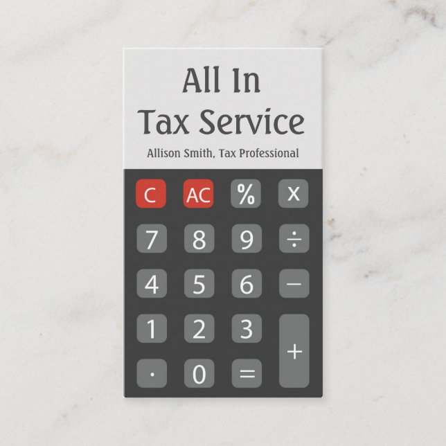 Carte De Visite Service de calcul de taxe gris (Devant)