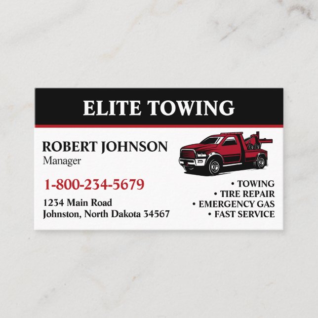 Carte De Visite Service de camion professionnel (Devant)