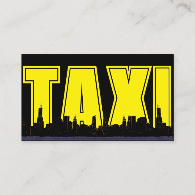 Carte De Visite Service de chauffeur de taxi de nuit TAXI jaune (Devant)