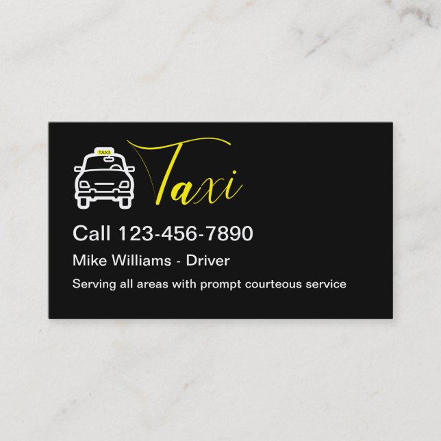 Carte De Visite Service de chauffeur de taxi tendance classique (Devant)
