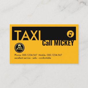 Carte De Visite Service de Chauffeur de Voiture Taxi Jaune