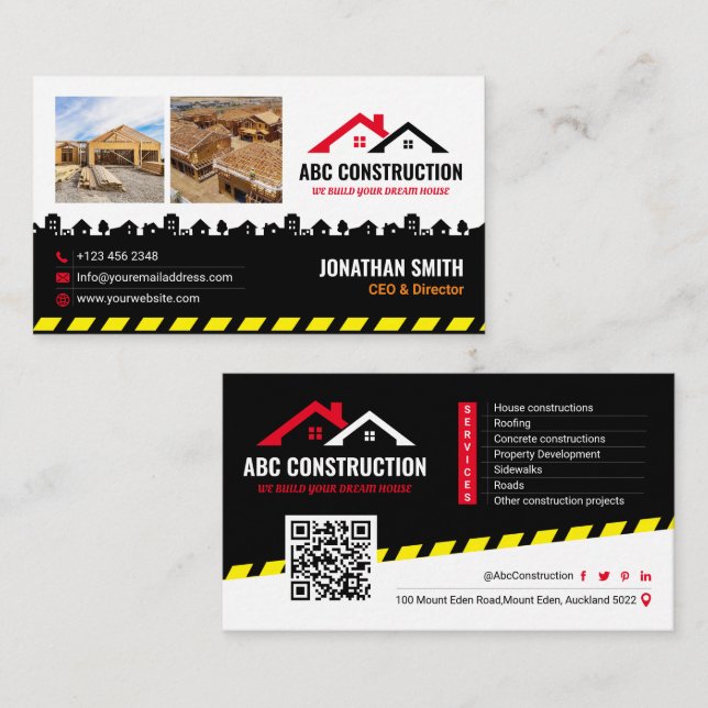 Carte De Visite Service De Construction, Immeuble, Rénovation (Devant / Derrière)