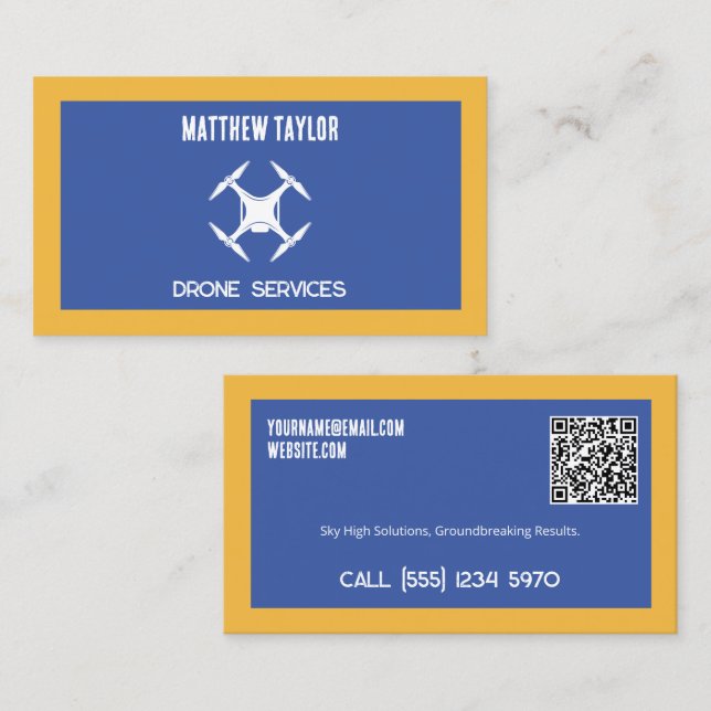 Carte De Visite Service de drone QR personnalisé (Devant / Derrière)