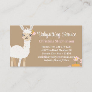 Carte De Visite Service de garde d'enfants Llama Baby-sitting Noun