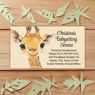 Carte De Visite Service de garde d'enfants nounou girafe mignonne