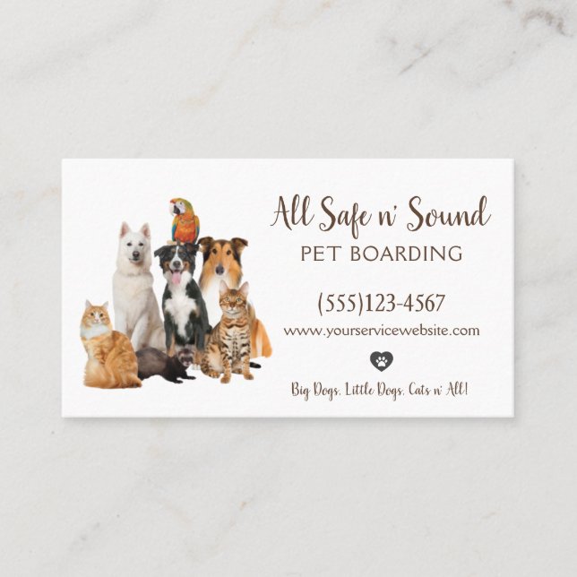 Carte De Visite Service De Garde D'Enfants Pour Animaux De Compagn (Devant)