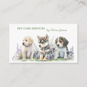 Carte De Visite Service de garde pour chiens de chiots de fleurs