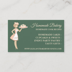 Carte De Visite Service de gâteaux pour femme de boulangerie vert