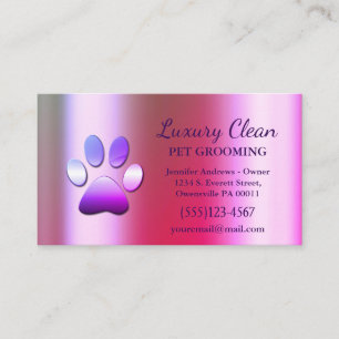 Carte De Visite Service De Grooming De Luxe En Métal Rose Chien Pa