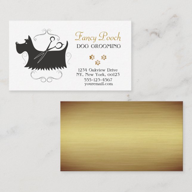 Carte De Visite Service De Grooming De Luxe Pour Animaux De Compag (Devant / Derrière)