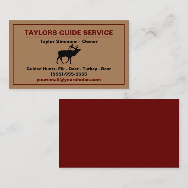 Carte De Visite Service de guide de chasse en plein air Profession (Devant / Derrière)