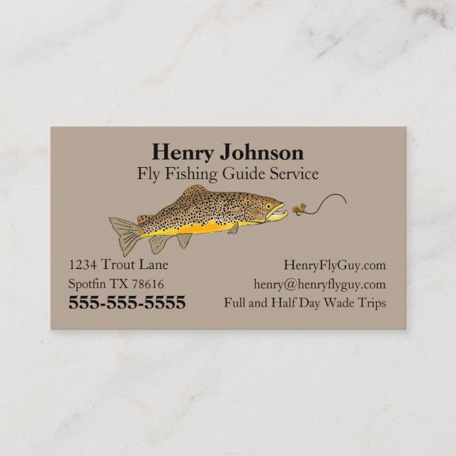 Carte De Visite Service de guide de pêche aérienne (Devant)