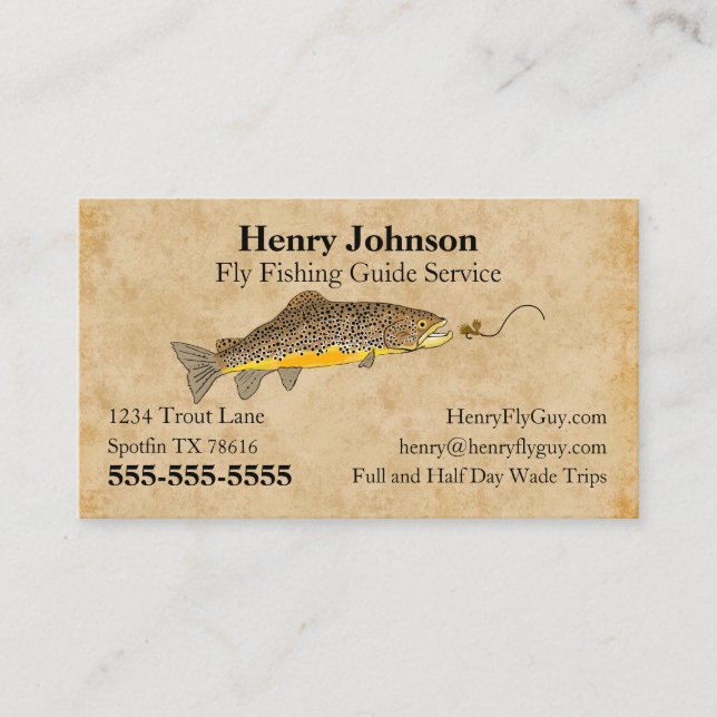 Carte De Visite Service de guide de pêche aérienne (Devant)