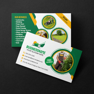Carte De Visite Service de jardinage et de tonte de pelouse Vert &