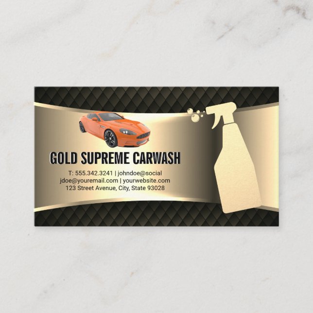 Carte De Visite Service de lavage de voiture Gold Metallic | Orang (Devant)