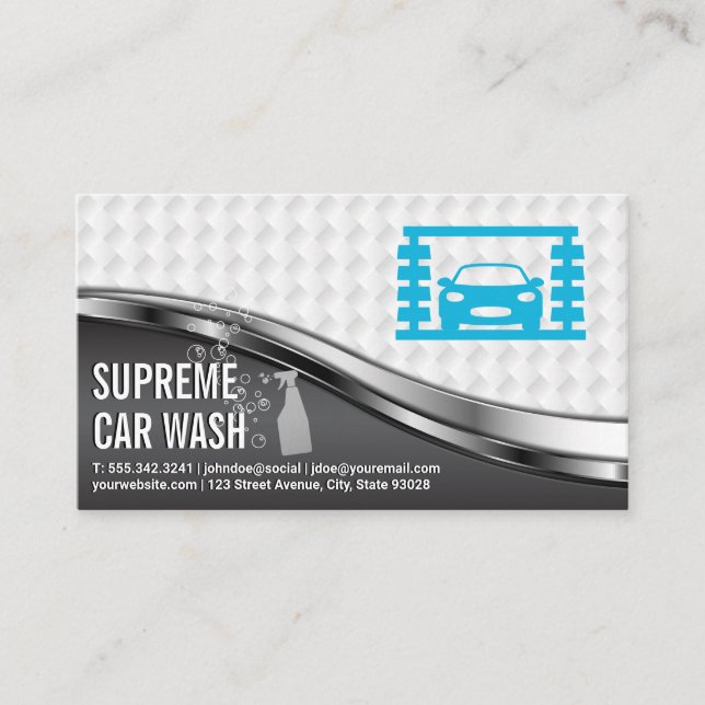 Carte De Visite Service de lavage de voiture Métal Blanc Maillage (Devant)