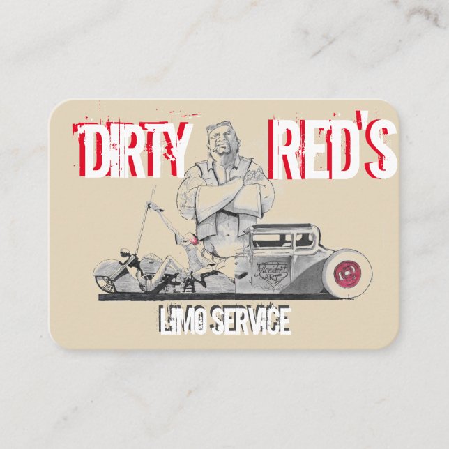 Carte De Visite Service de limousine du rouge sale (Devant)