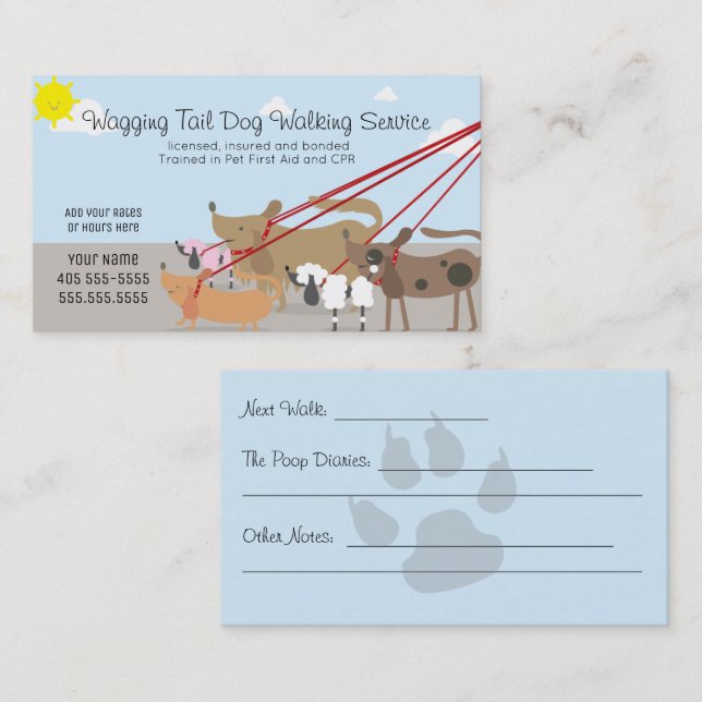 Carte De Visite Service de marche pour chiens professionnels Affai (Devant / Derrière)