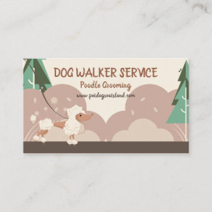 Carte De Visite Service de marcheur de chiens de caniche en collie