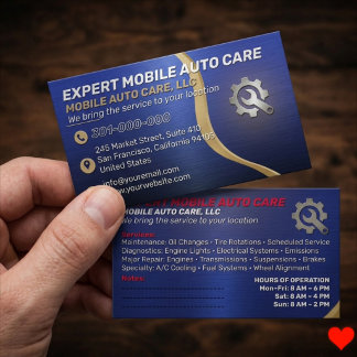 Carte De Visite Service de mécanique personnalisé | Réparation de