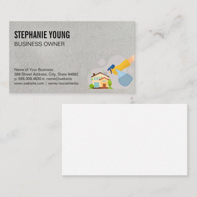 Carte De Visite Service de ménage | Maison de nettoyage Spray (Devant / Derrière)