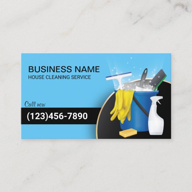 Carte De Visite Service de ménage professionnel de ménage bleu (Devant)