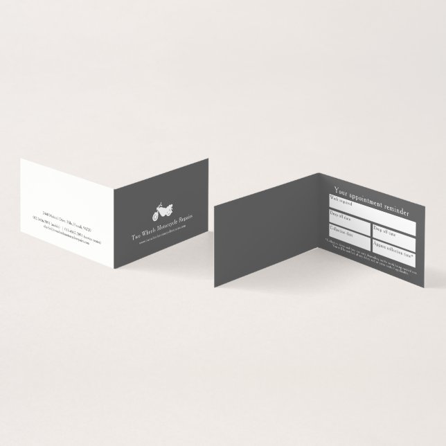 Carte De Visite Service de motocyclette à moto blanche (Intérieur et extérieur)