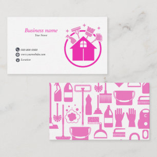 Carte De Visite Service de nettoyage à domicile Pink Pro
