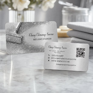 Carte De Visite Service de nettoyage à feuille d'argent de luxe