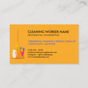 Carte De Visite Service de nettoyage à l'orange Gardien Janitorial
