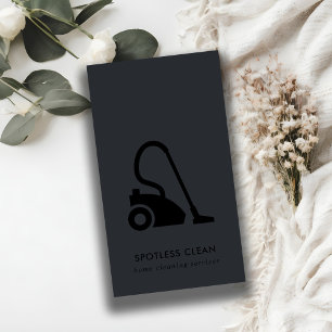 CARTE DE VISITE SERVICE DE NETTOYAGE CHIC NOIR SIMPLE VACUUM