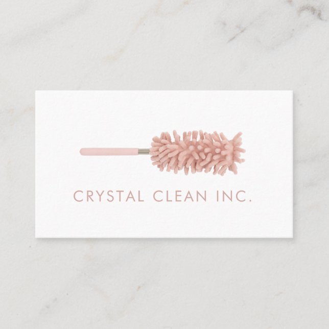 Carte De Visite Service de nettoyage classique Duster Blush Blanc (Devant)