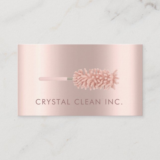 Carte De Visite Service de nettoyage classique Duster Rose Gold (Devant)