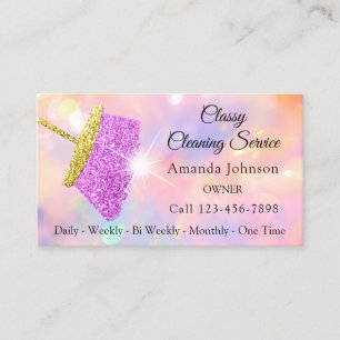 Carte De Visite Service de nettoyage classique Holographe rose dom