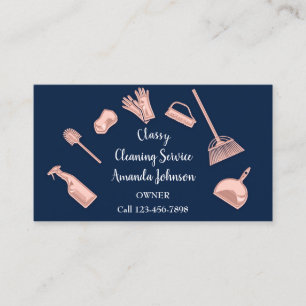 Carte De Visite Service de nettoyage classique Logo Gold Maid Rose