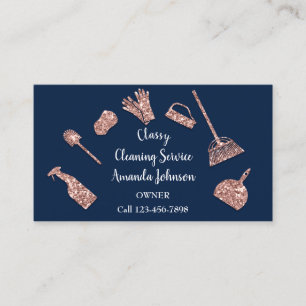 Carte De Visite Service de nettoyage classique Logo Gold MaidRoseG