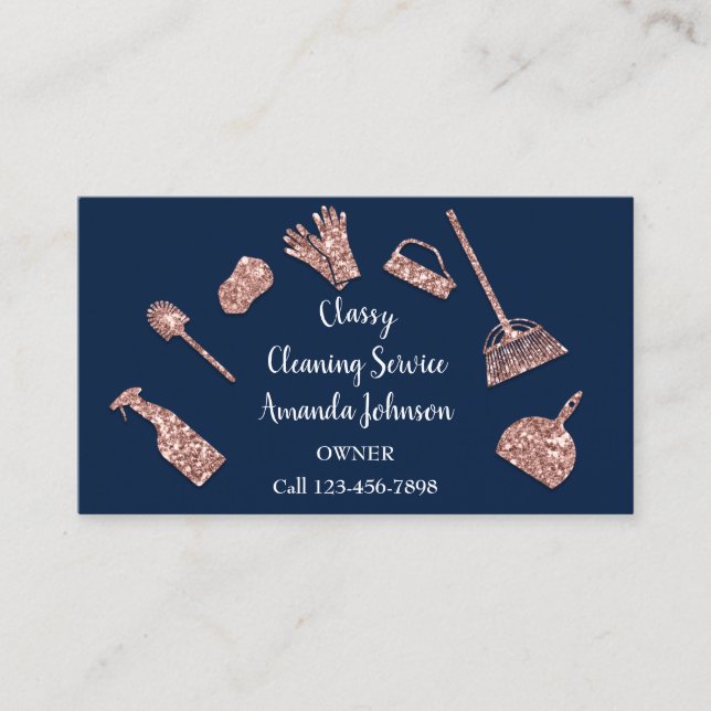 Carte De Visite Service de nettoyage classique Logo Gold MaidRoseG (Devant)