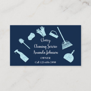 Carte De Visite Service de nettoyage classique Logo Or Maid Glam B