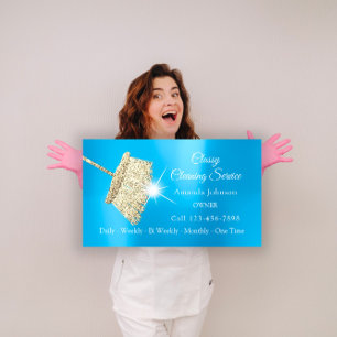 Carte De Visite Service De Nettoyage Classique Maid Gold Blue Ocea
