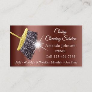 Carte De Visite Service de nettoyage classique Maid Gold Brown Ros