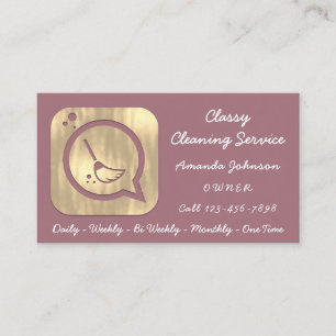 Carte De Visite Service De Nettoyage Classique Maid Gold Groom Ros