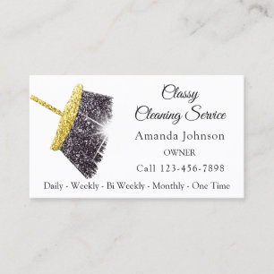 Carte De Visite Service De Nettoyage Classique Maid Gold Silver Sp